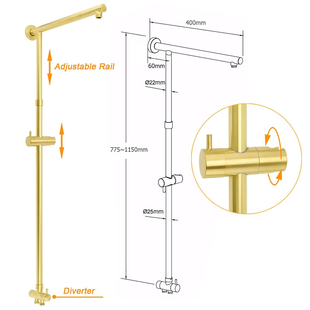 WELS Brushed Gold 2in1 Shower 8