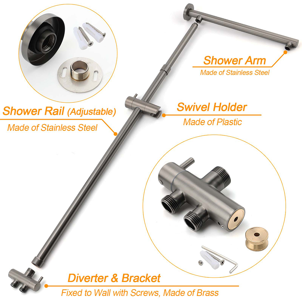 WELS Gun Metal Dual Round Shower 10