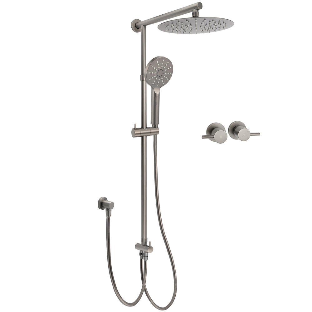 WELS Gun Metal 2in1 Round Shower 10