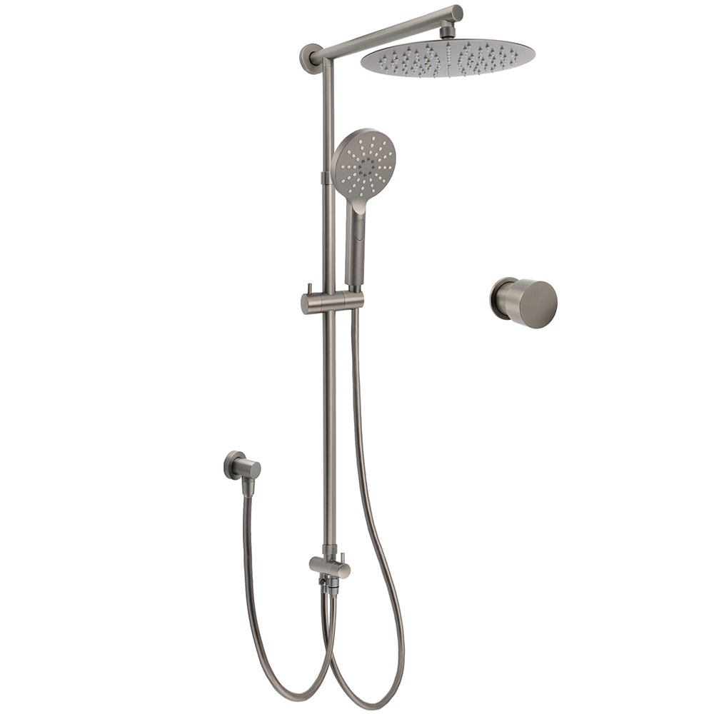 WELS Gun Metal Dual Round Shower 10
