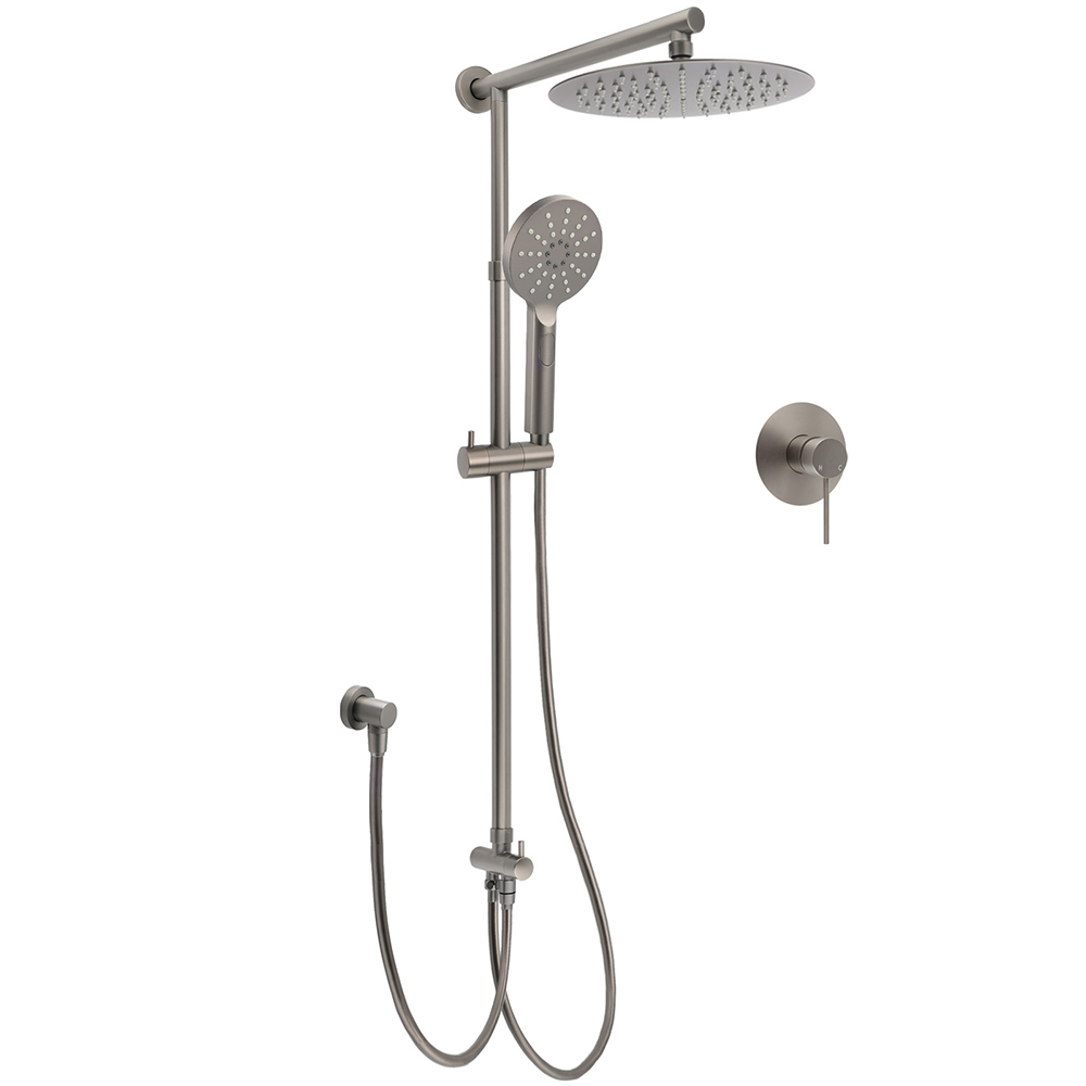 WELS Gun Metal Double Round Shower 10