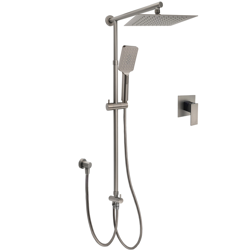 WELS Gun Metal 2in1 Shower Set Square 10