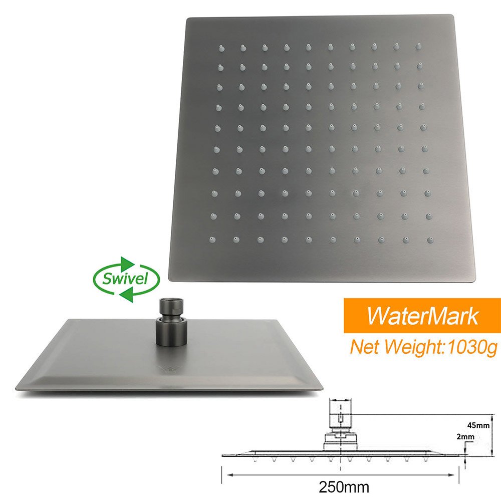 WELS Gun Metal 2in1 Shower Set Square 10