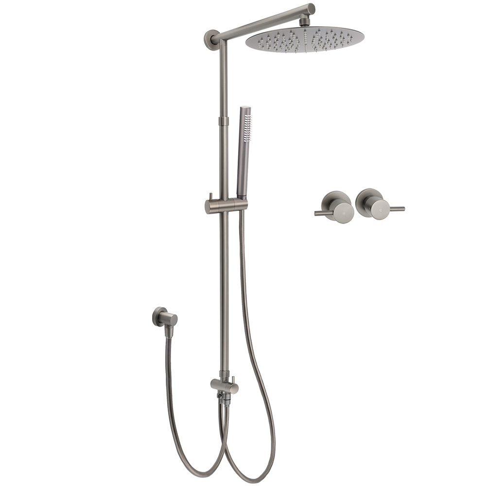 WELS Gun Metal 2in1 Round Shower 10