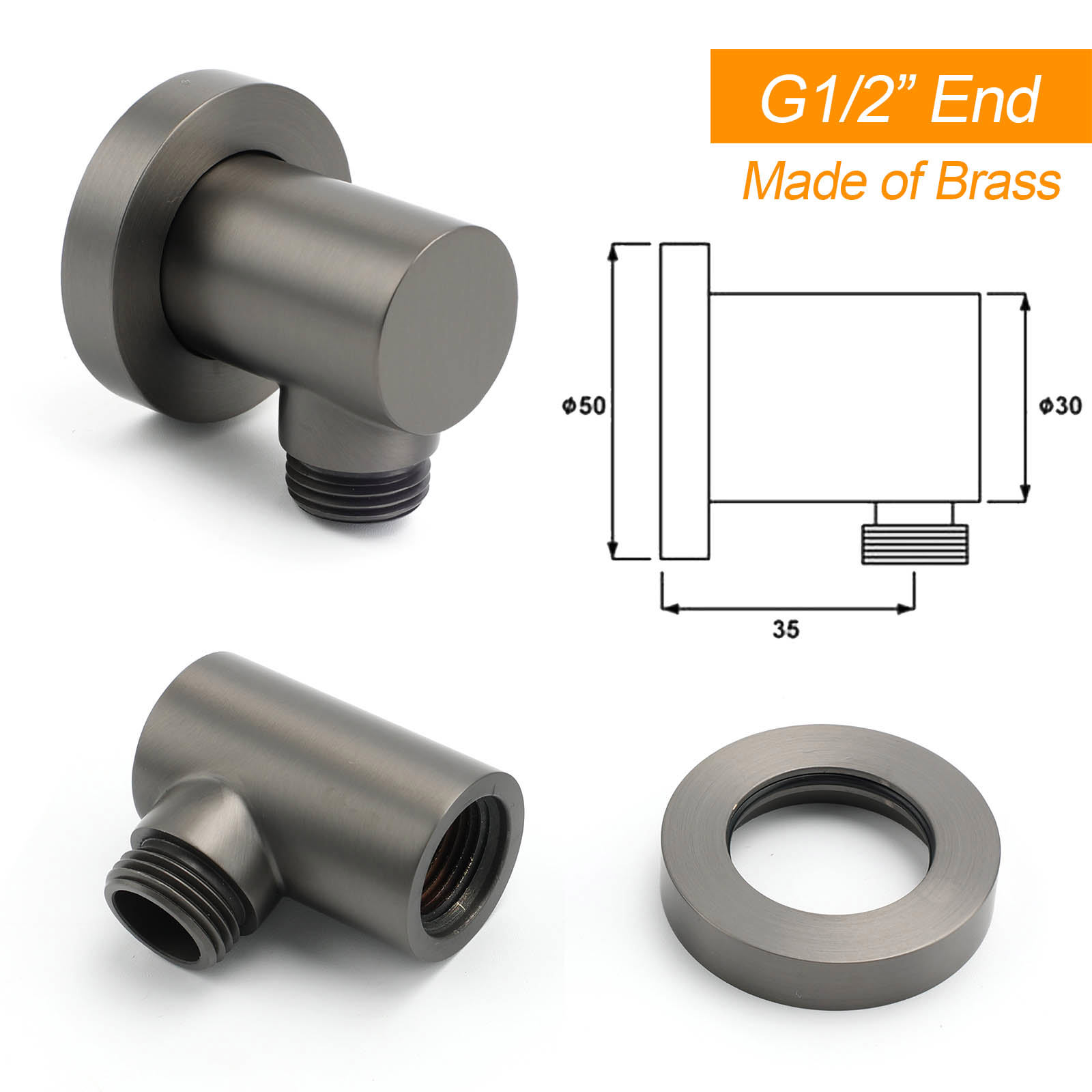 WELS Gun Metal 2in1 Round Shower 10