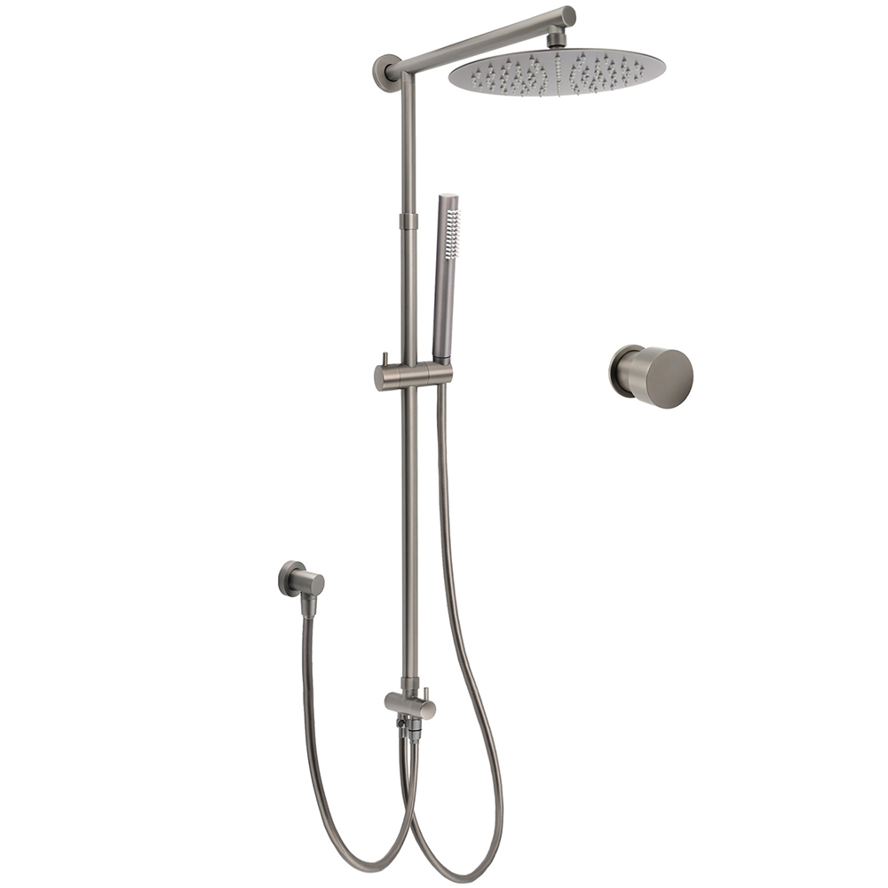 WELS Gun Metal 2in1 Round Shower 10