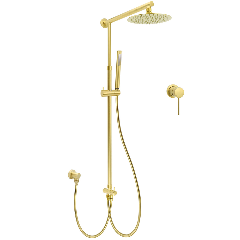 Brushed Gold Twin Shower 8