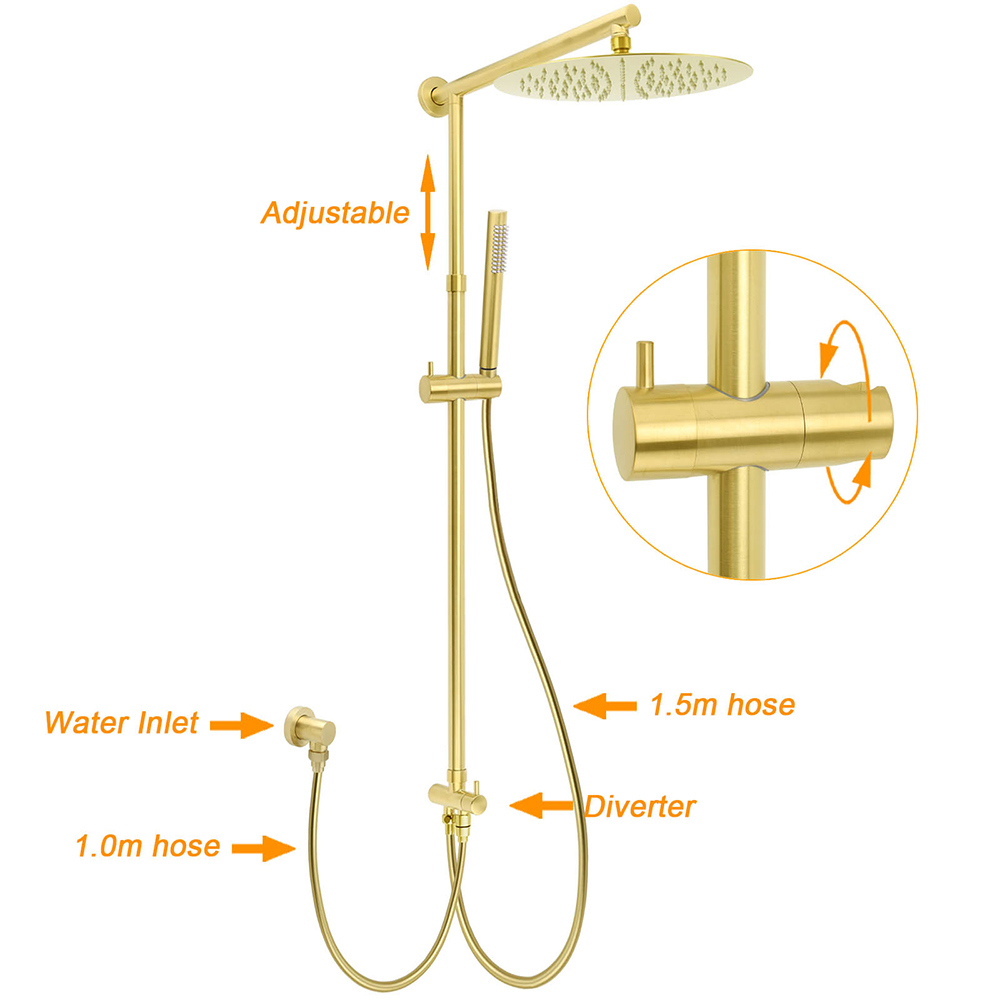Brushed Gold Dual Round Shower 12