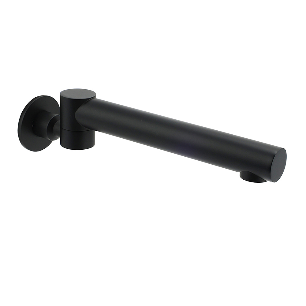 Matt Black Round Basin Wall Mounted Spout Faucet Outlet 180° Swivel Tap Watermark - Image 1