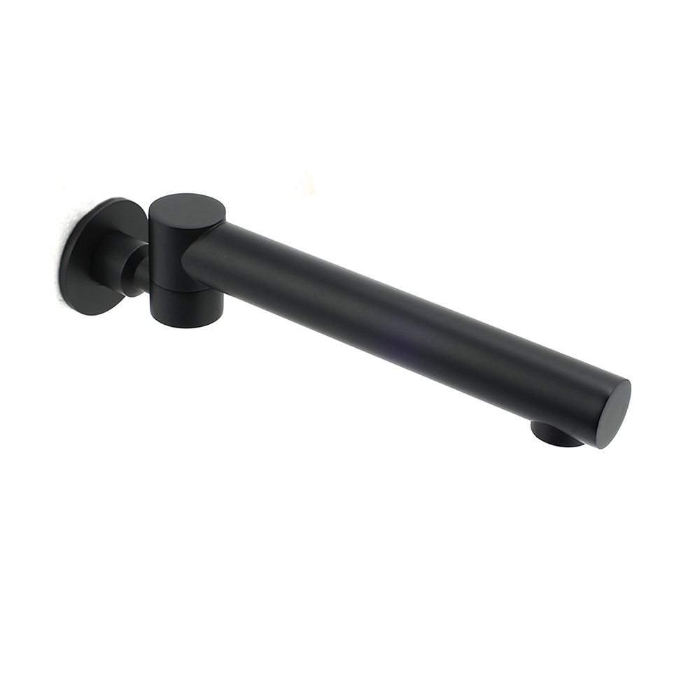 Matt Black Round Basin Wall Mounted Spout Faucet Outlet 180° Swivel Tap Watermark - Image 2