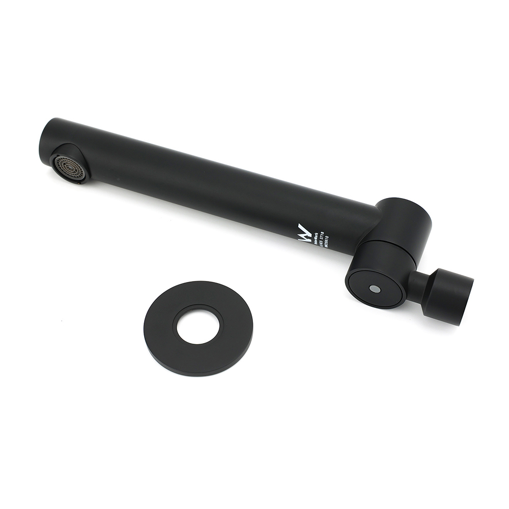 Matt Black Round Basin Wall Mounted Spout Faucet Outlet 180° Swivel Tap Watermark - Image 5