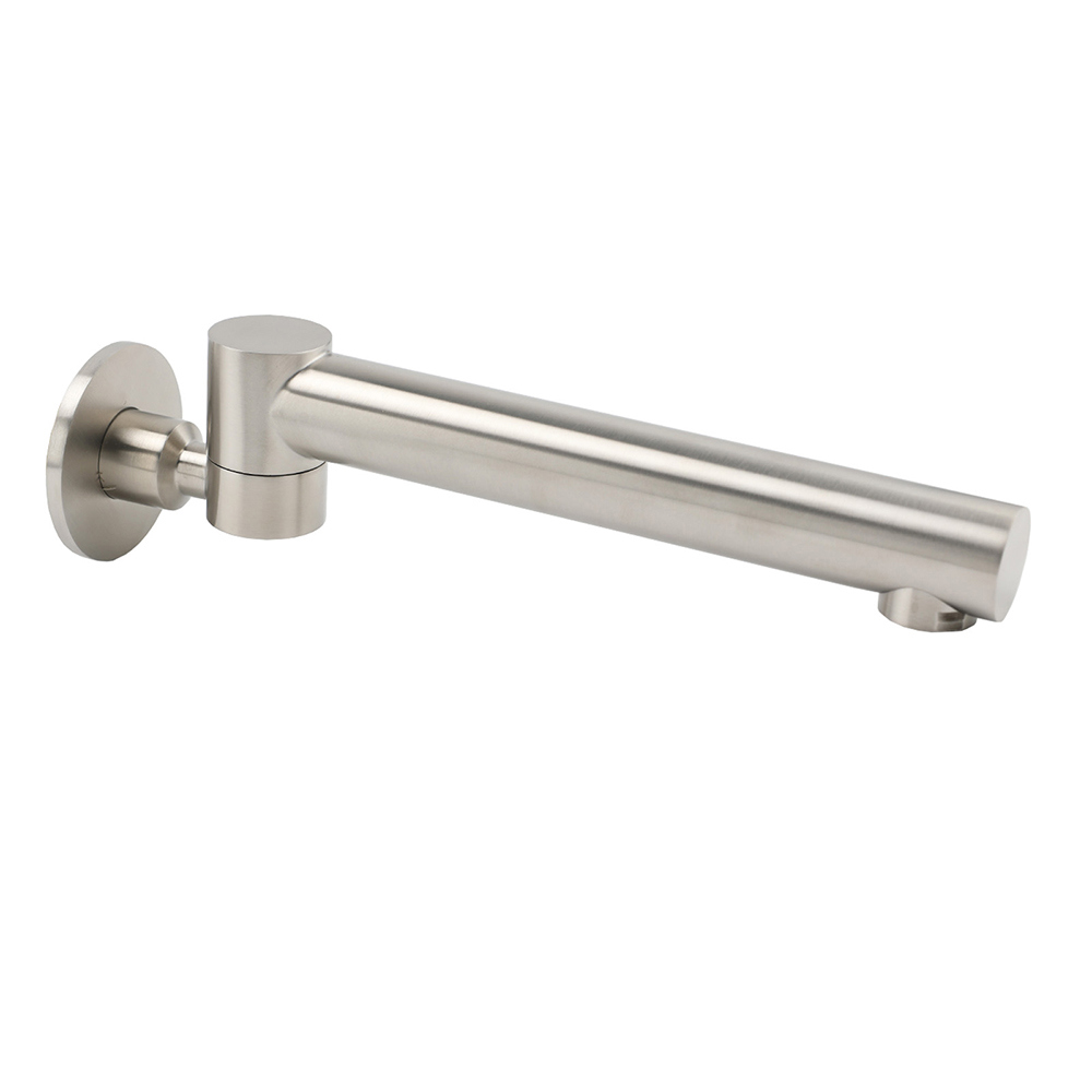 Brushed Nickel Round Basin Wall Mounted Faucet Outlet 180 Swivel Vanity Bathtub Spout - Image 1