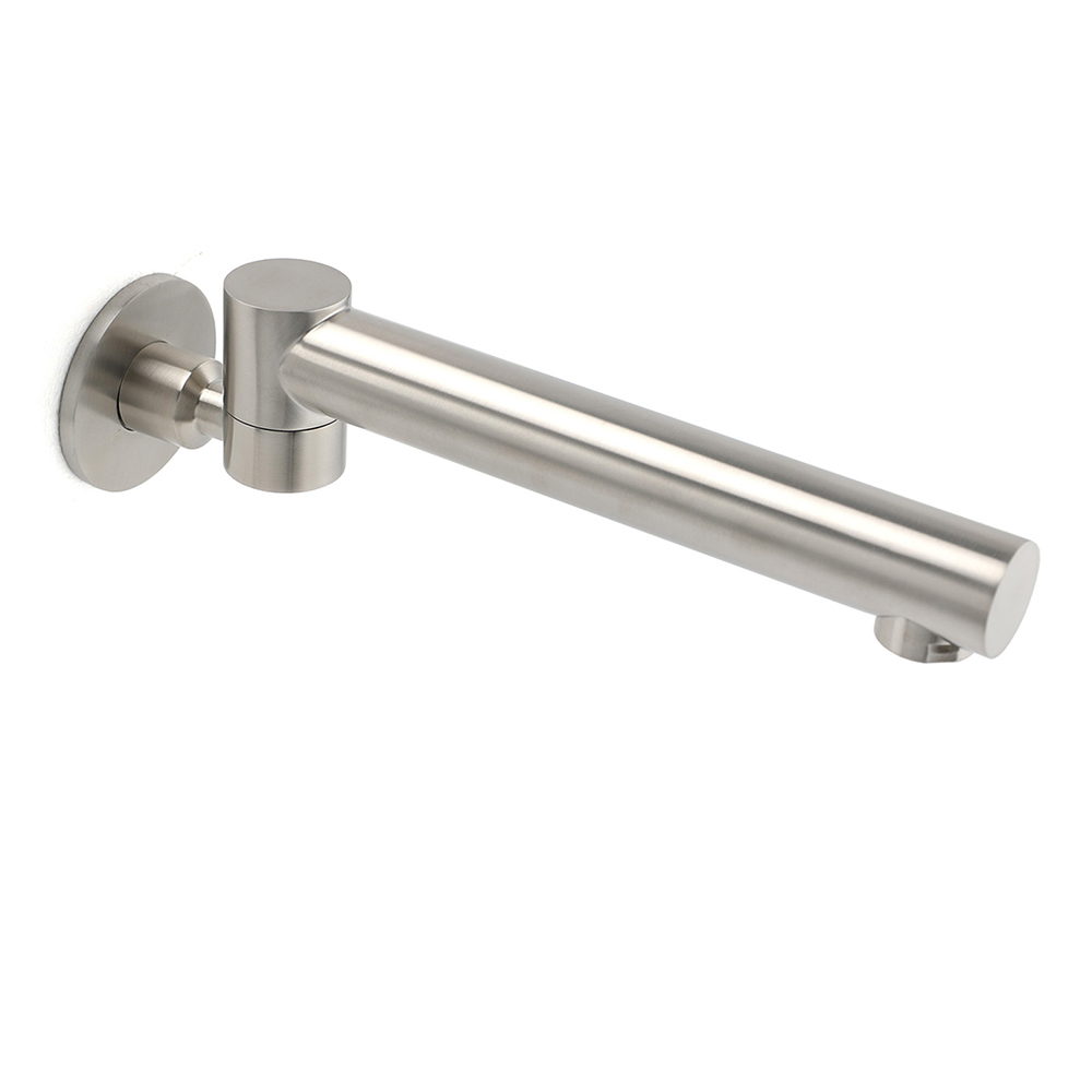 Brushed Nickel Round Basin Wall Mounted Faucet Outlet 180 Swivel Vanity Bathtub Spout - Image 2