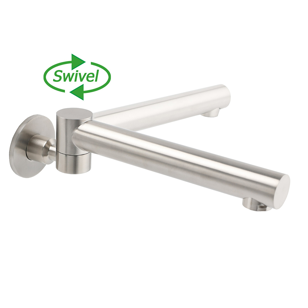 Brushed Nickel Round Basin Wall Mounted Faucet Outlet 180 Swivel Vanity Bathtub Spout - Image 4