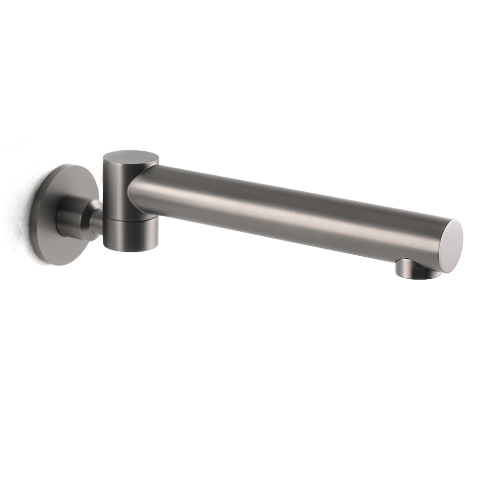 Gun Metal Round Wall Mounted 180 Swivel Bathtub Faucet Water Outlet Vanity Spout - Image 1