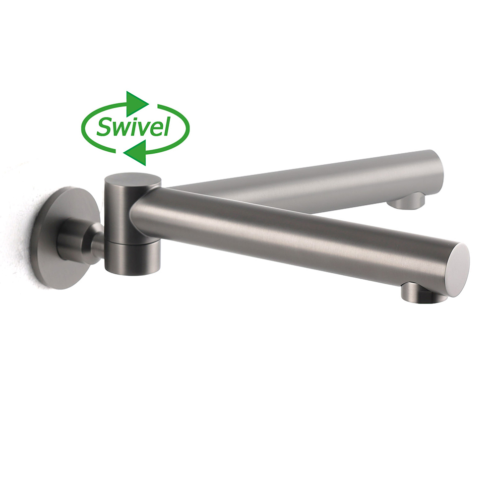 Gun Metal Round Wall Mounted 180 Swivel Bathtub Faucet Water Outlet Vanity Spout - Image 4