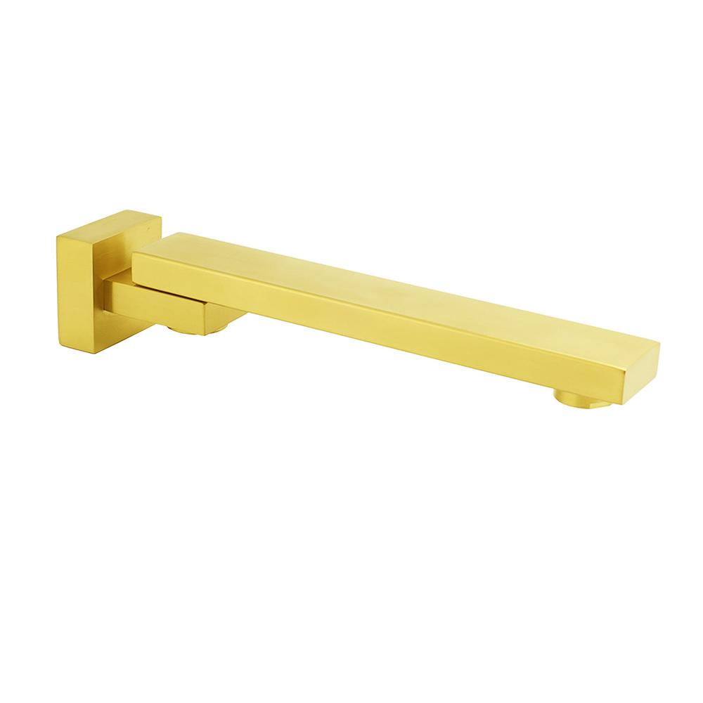 Brushed Gold Square Stainless Steel 180 Swivel Bathtub Faucet Water Outlet Spout - Image 1