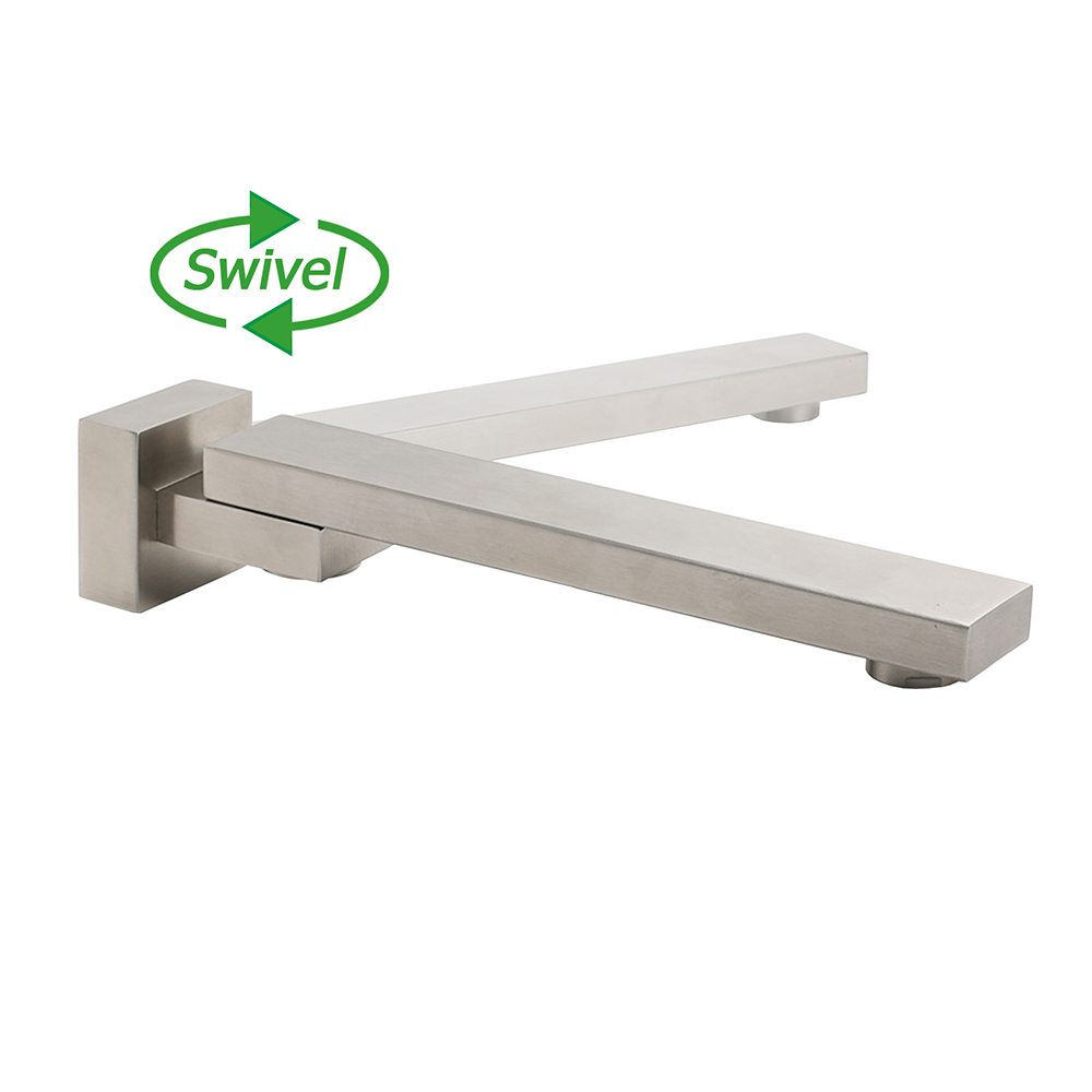 Brushed Nickel Square Stainless Steel Swivel Spout Bathtub Bubble Faucet Outlet - Image 4