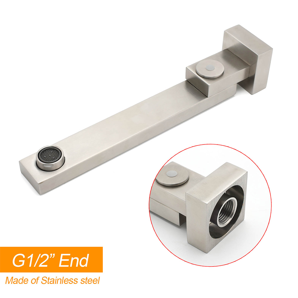 Brushed Nickel Square Stainless Steel Swivel Spout Bathtub Bubble Faucet Outlet - Image 5