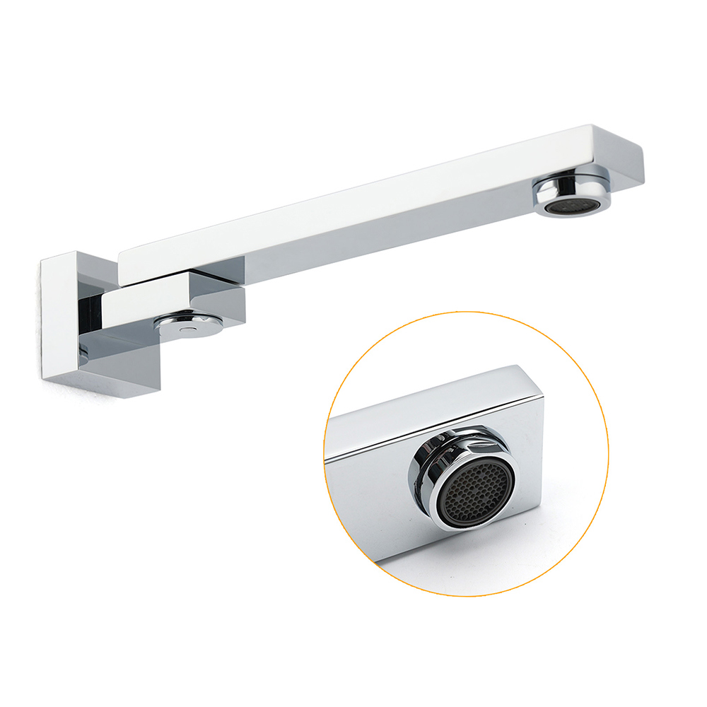 Chrome Square Stainless Steel Shower Bathtub Water Spout Faucet Outlet Tap 180° Swivel Set - Image 3