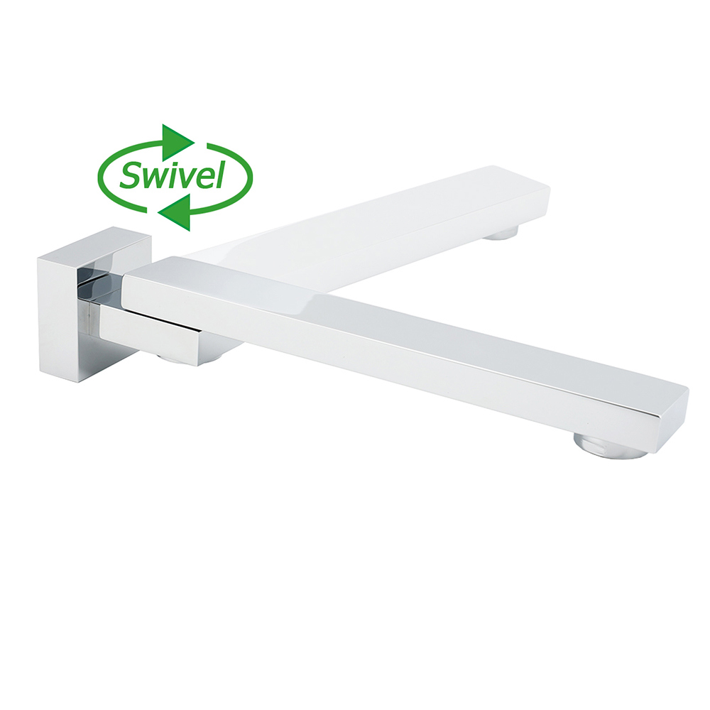 Chrome Square Stainless Steel Shower Bathtub Water Spout Faucet Outlet Tap 180° Swivel Set - Image 4