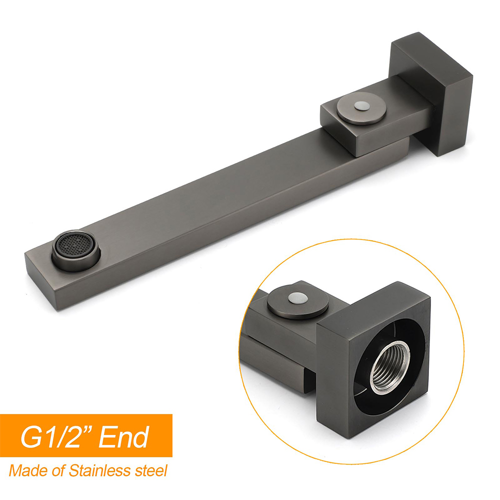 Gun Metal Square Stainless Steel 180 Swivel Bathtub Faucet Water Outlet Spout - Image 5