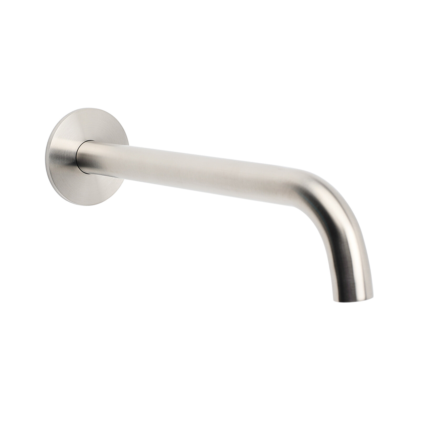 Brushed Nickel Round 250mm Long Spout Bath Tub Wall Mounted Water Filler Outlet - Image 1