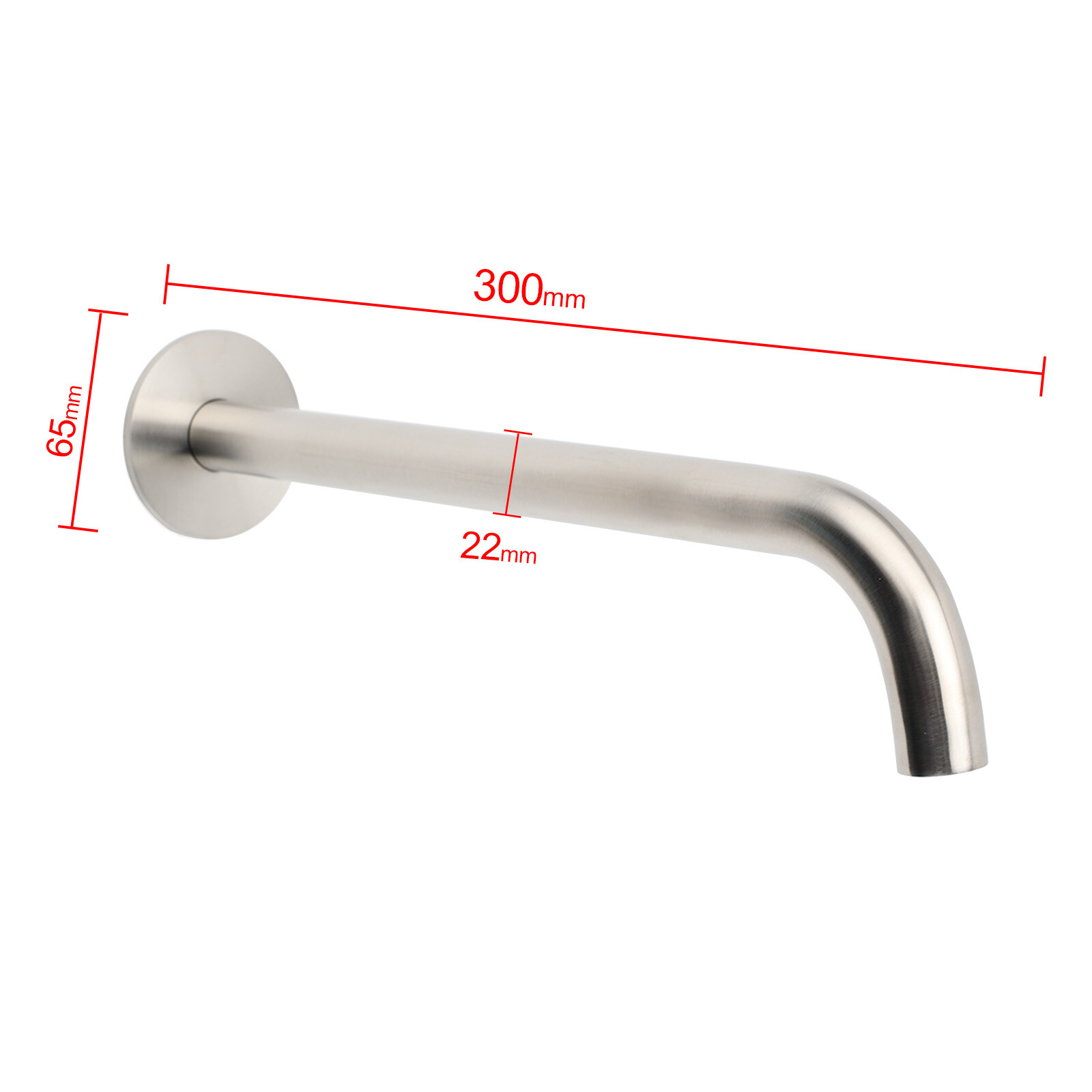 Brushed Nickel 300mm Extra Long Wall Mounted Extention Bathtub Filler Spout Set - Image 2