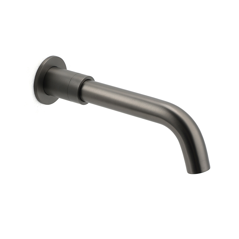 Gun Metal Grey Round Bathtub Spout Basin Curve Faucet Bubble Water Outlet 304SUS - Image 1