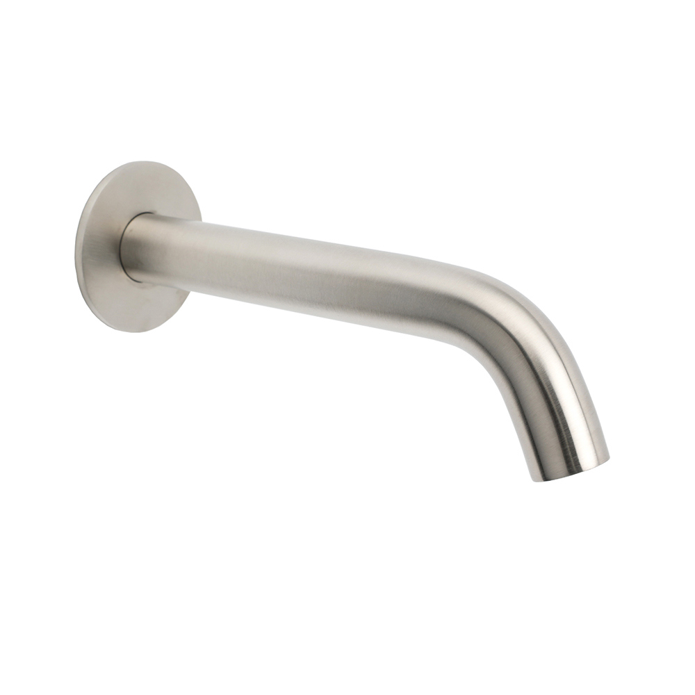 Brushed Nickel Round Curve Basin Bubble Faucet Water Outlet Bath Tub Wall Spout - Image 1