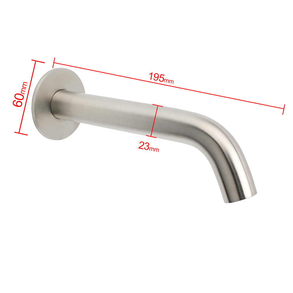 Brushed Nickel Round Curve Basin Bubble Faucet Water Outlet Bath Tub Wall Spout - Image 2