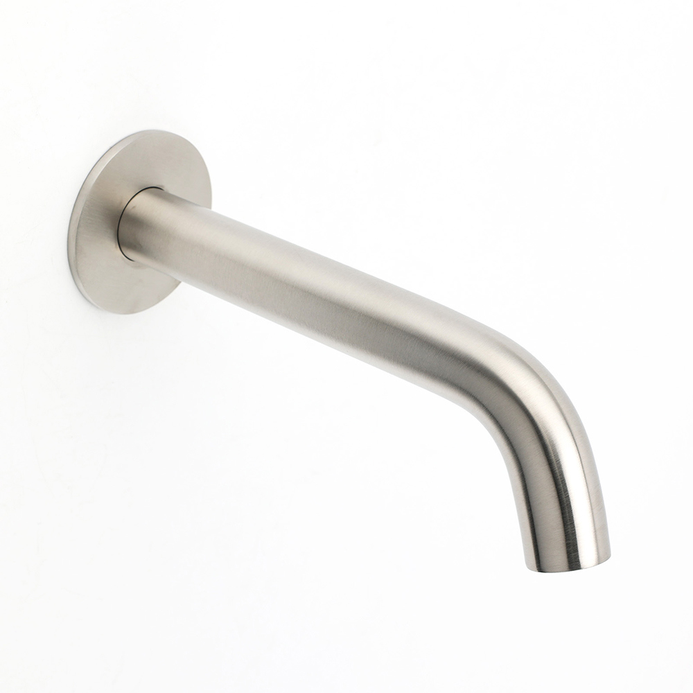 Brushed Nickel Round Curve Basin Bubble Faucet Water Outlet Bath Tub Wall Spout - Image 3
