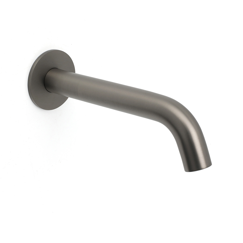 Gun Metal Grey Round Bathtub Spout Basin Curve Faucet Bubble Wall Mounted Outlet - Image 1