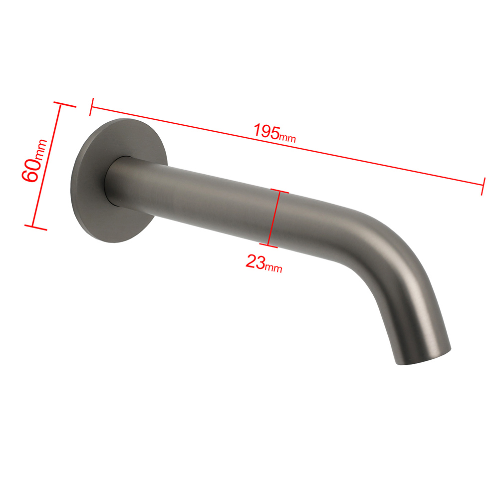 Gun Metal Grey Round Bathtub Spout Basin Curve Faucet Bubble Wall Mounted Outlet - Image 2