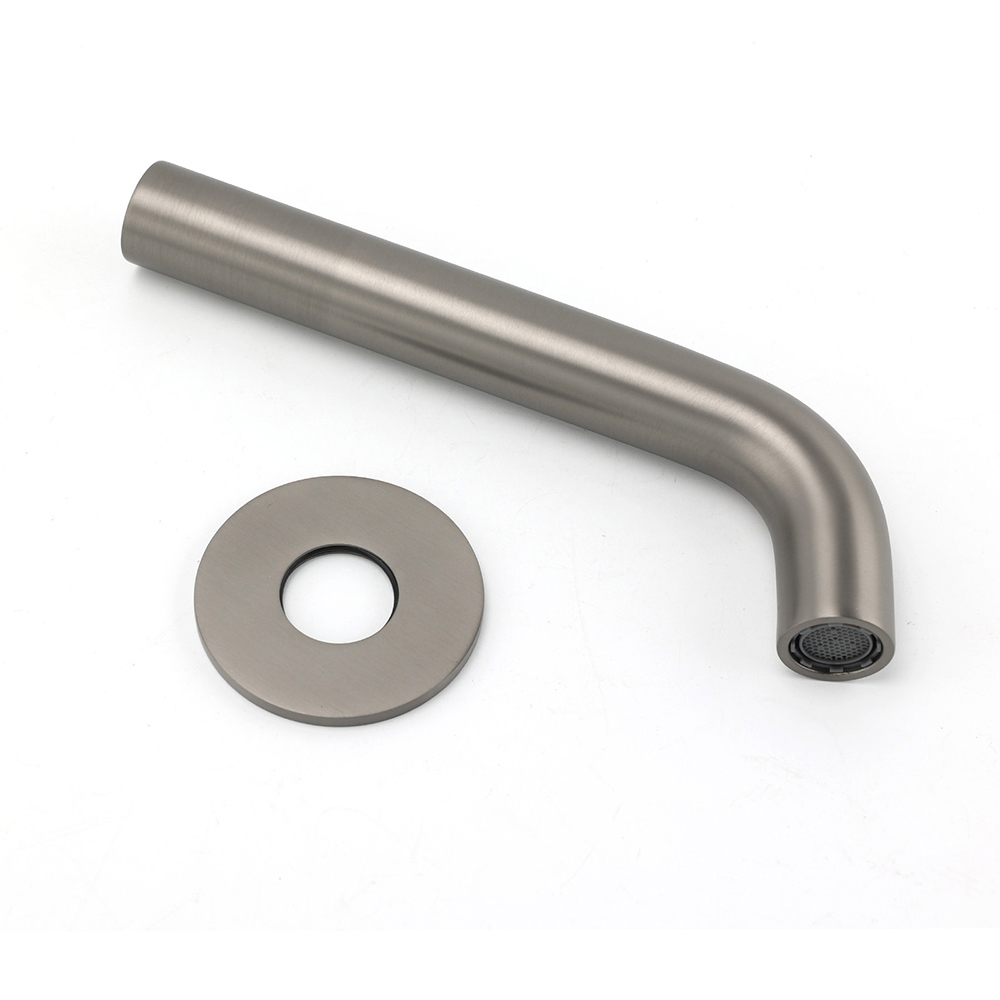 Gun Metal Grey Round Bathtub Spout Basin Curve Faucet Bubble Wall Mounted Outlet - Image 6