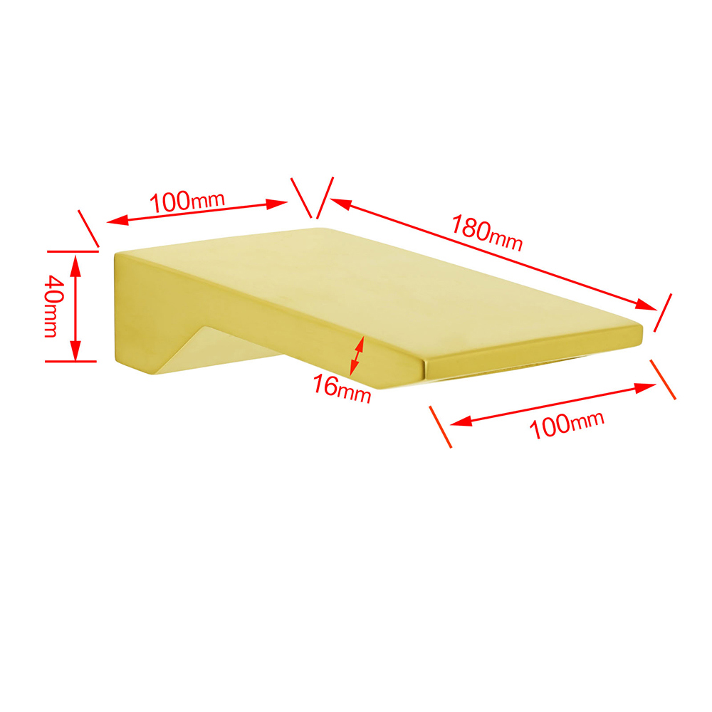 Brushed Gold Square Cubic Shower Bathtub Waterfall Spout Filler Outlet 1/2