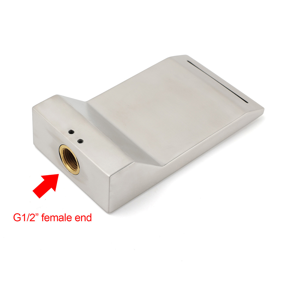 Brushed Nickel Square Cubic Shower Bathtub Waterfall Outlet Wall Mounted Spout - Image 6