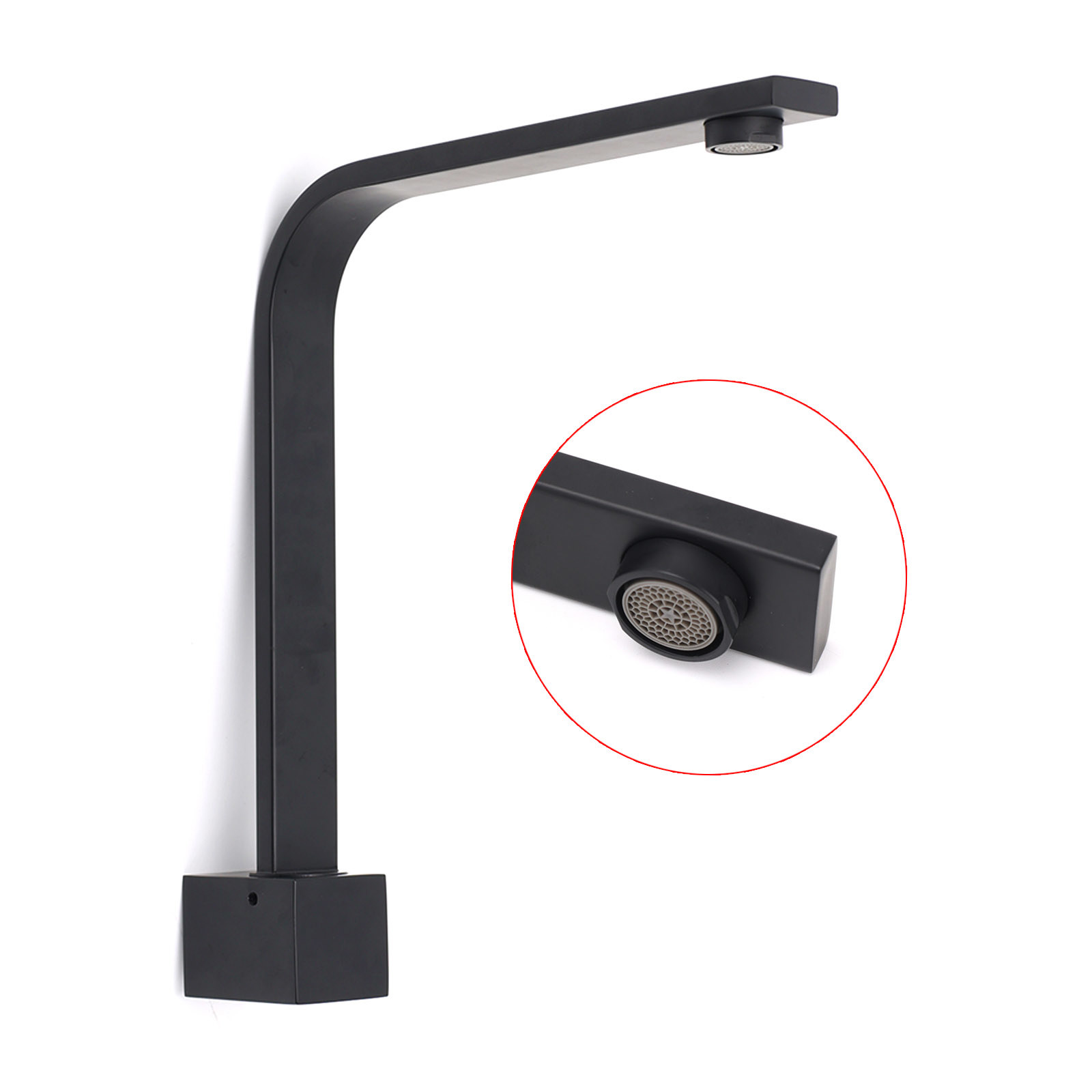 Black Gooseneck Arm High Rise Wall Mounted Bathtub Square Spout Water Outlet - Image 3
