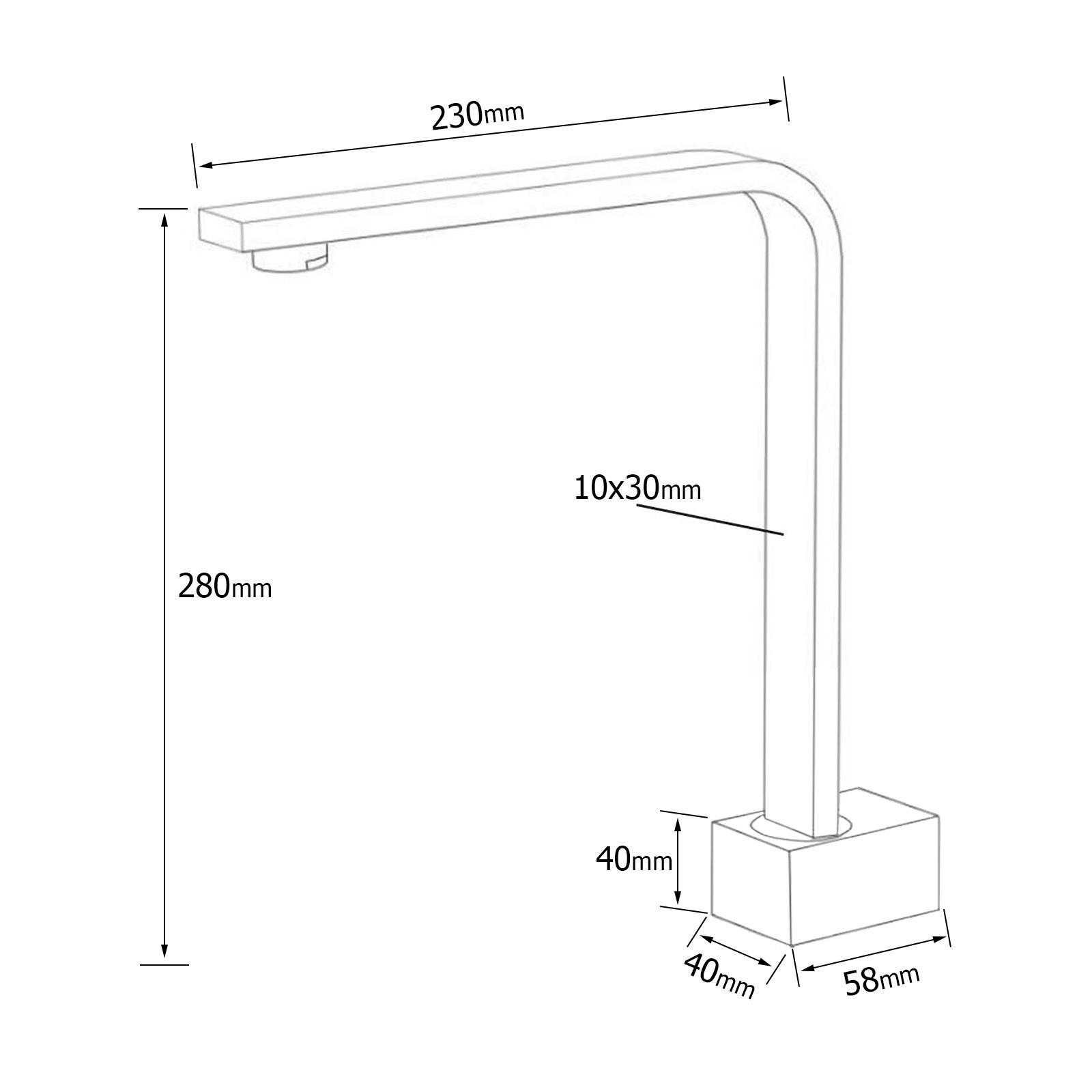 Black Gooseneck Arm High Rise Wall Mounted Bathtub Square Spout Water Outlet - Image 6