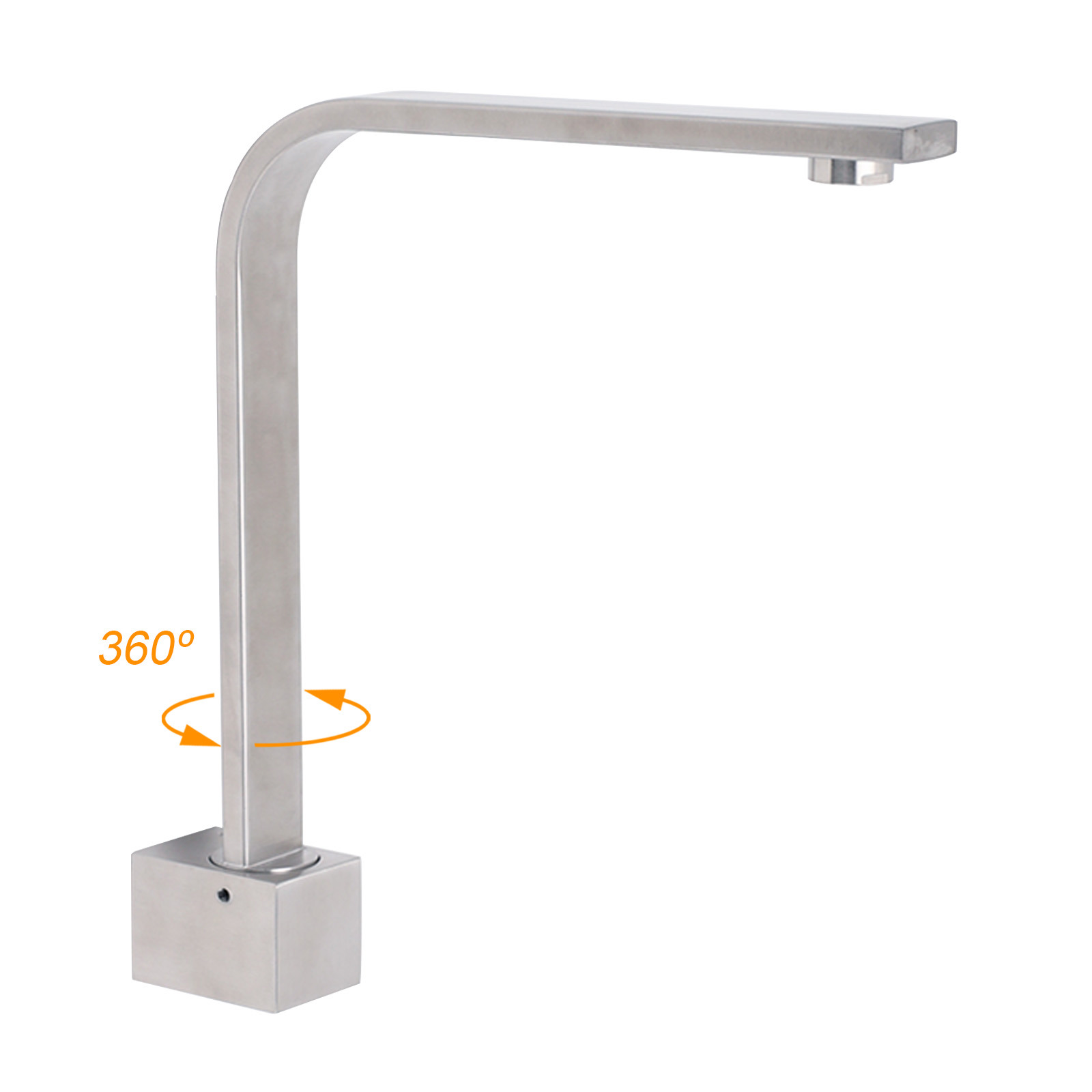 Brushed Nickel Square Spout Gooseneck Arm High Rise Bathtub Filler Water Outlet - Image 2