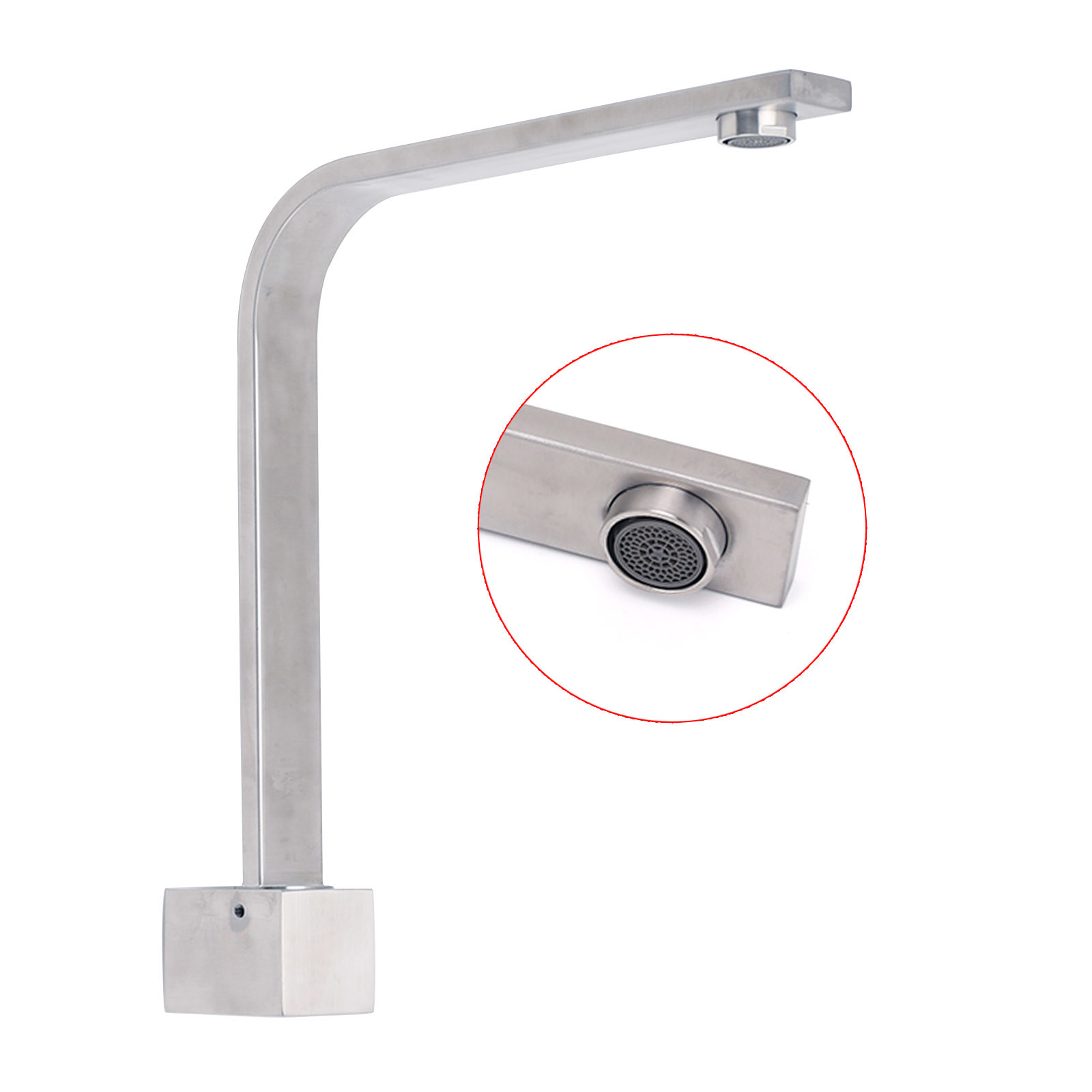Brushed Nickel Square Spout Gooseneck Arm High Rise Bathtub Filler Water Outlet - Image 3
