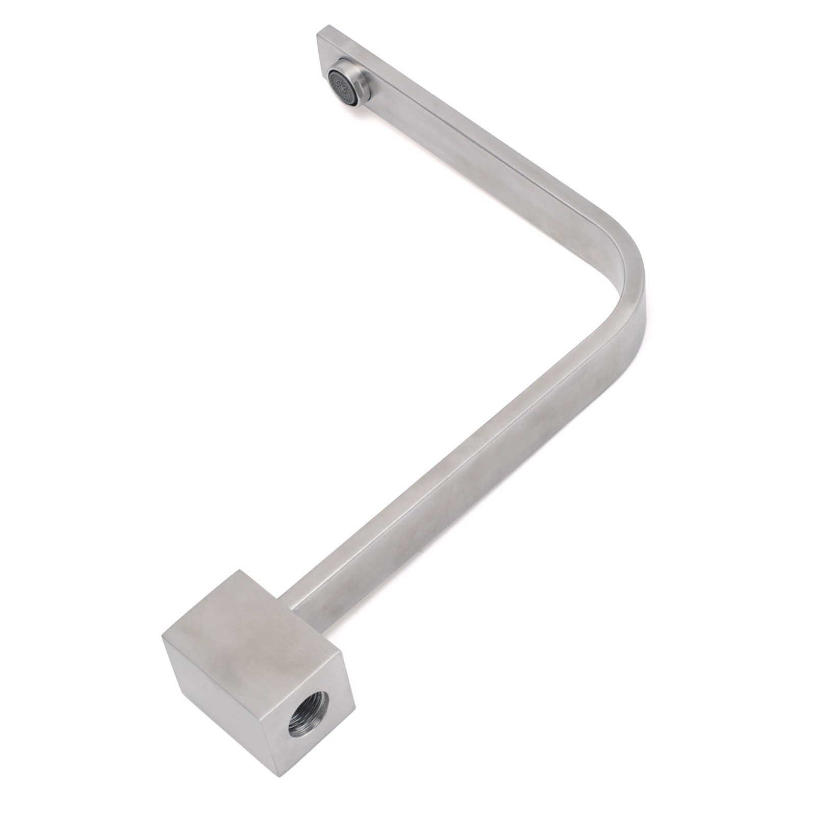 Brushed Nickel Square Spout Gooseneck Arm High Rise Bathtub Filler Water Outlet - Image 5