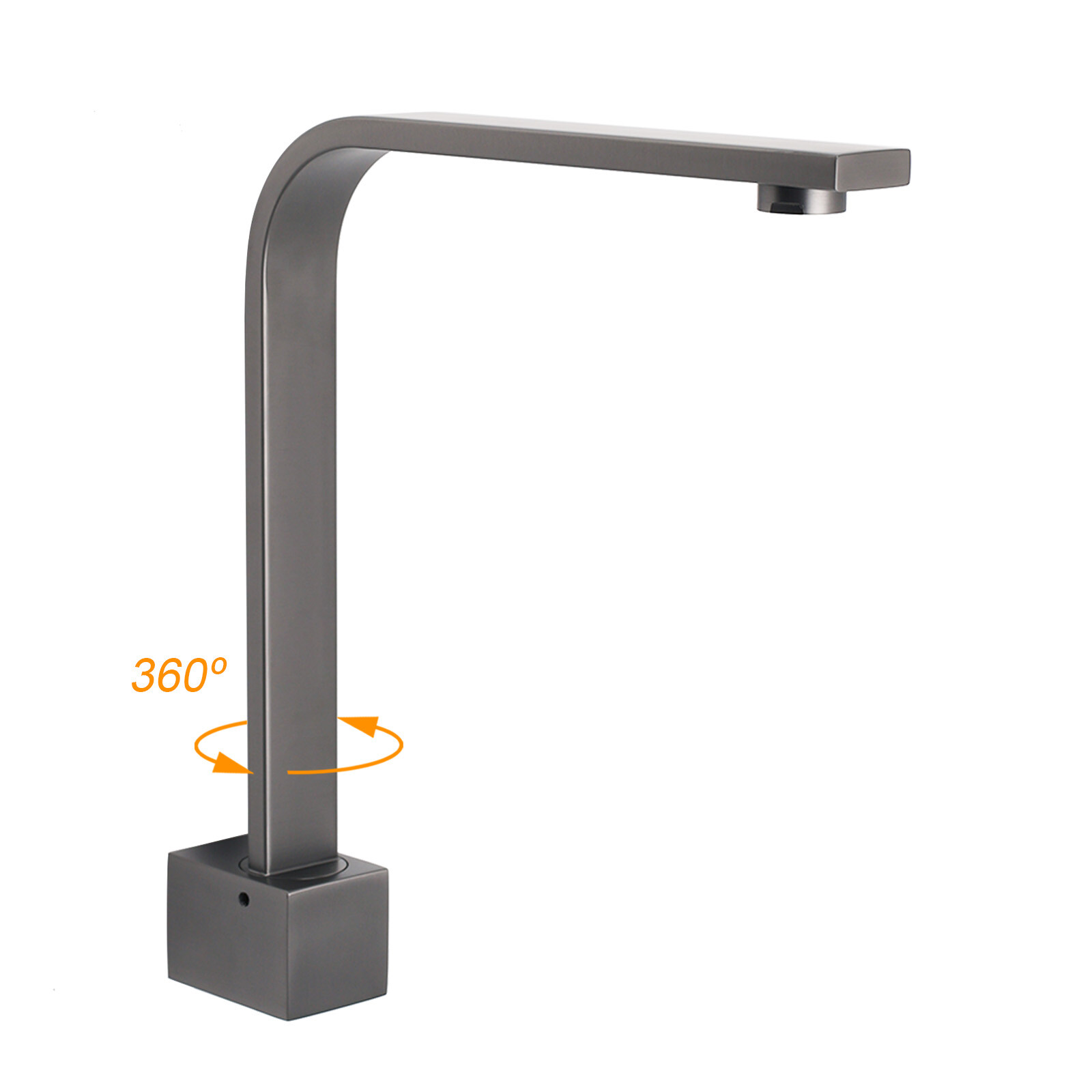 Gun Metal Square Bathroom Swivel Spout Gooseneck Arm Bathtub Filler Tap Outlet - Image 2