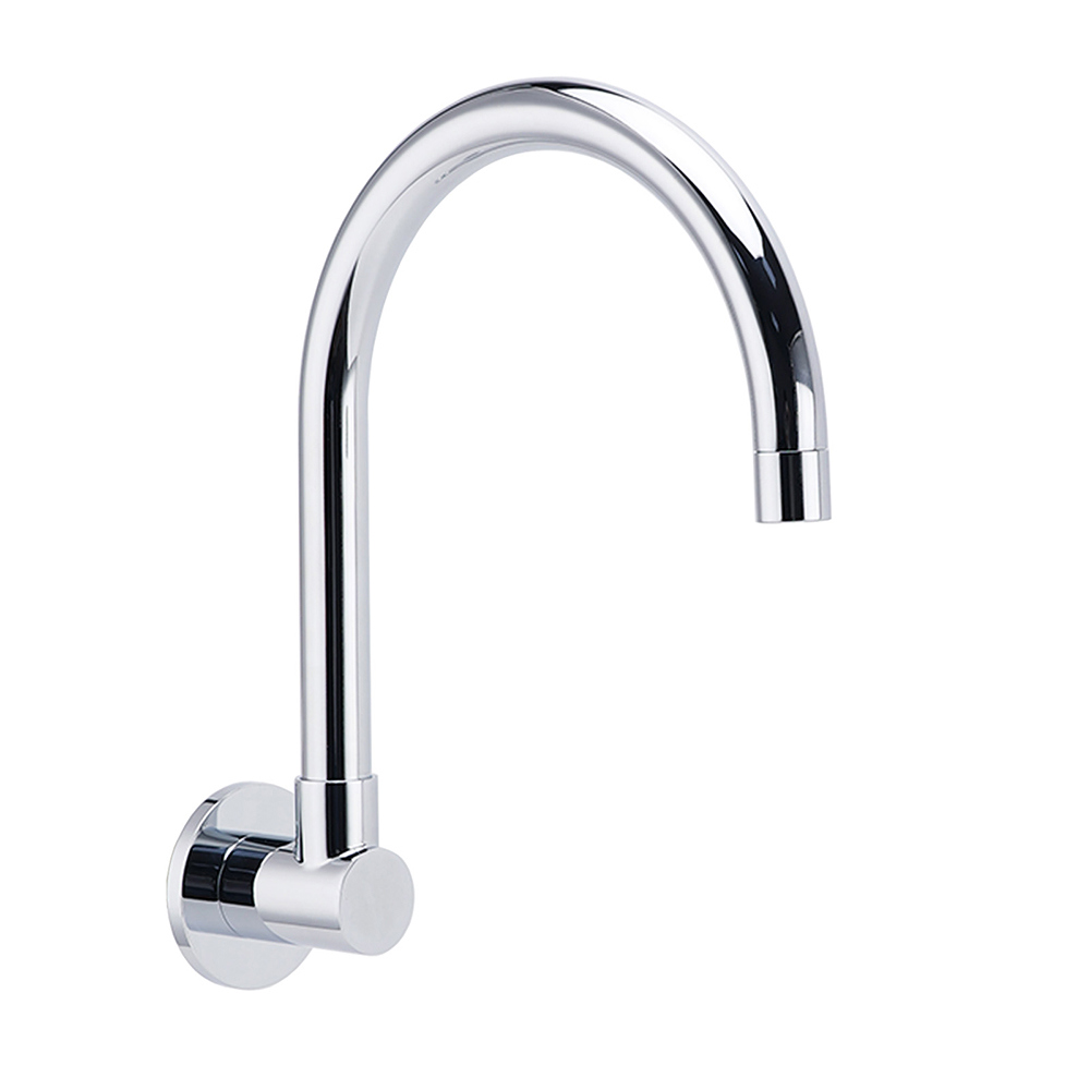 Chrome Round Gooseneck Arm Faucet Water Outlet Wall Mounted Swivel Bathtub Spout - Image 1