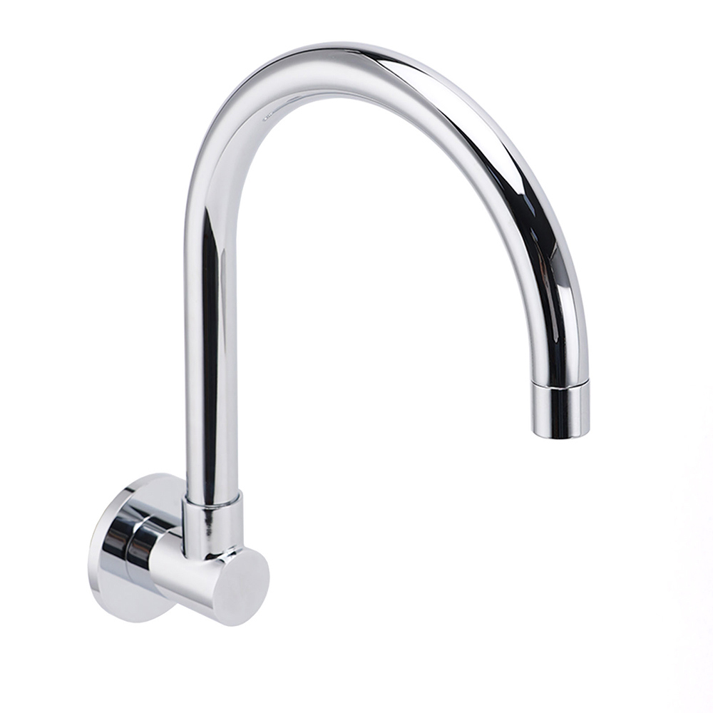 Chrome Round Gooseneck Arm Faucet Water Outlet Wall Mounted Swivel Bathtub Spout - Image 2