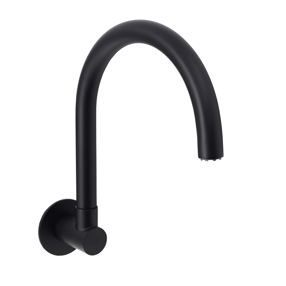Matt Black Round Gooseneck Arm Faucet Outlet Wall Mounted Bath Tub Filler Spout - Image 2