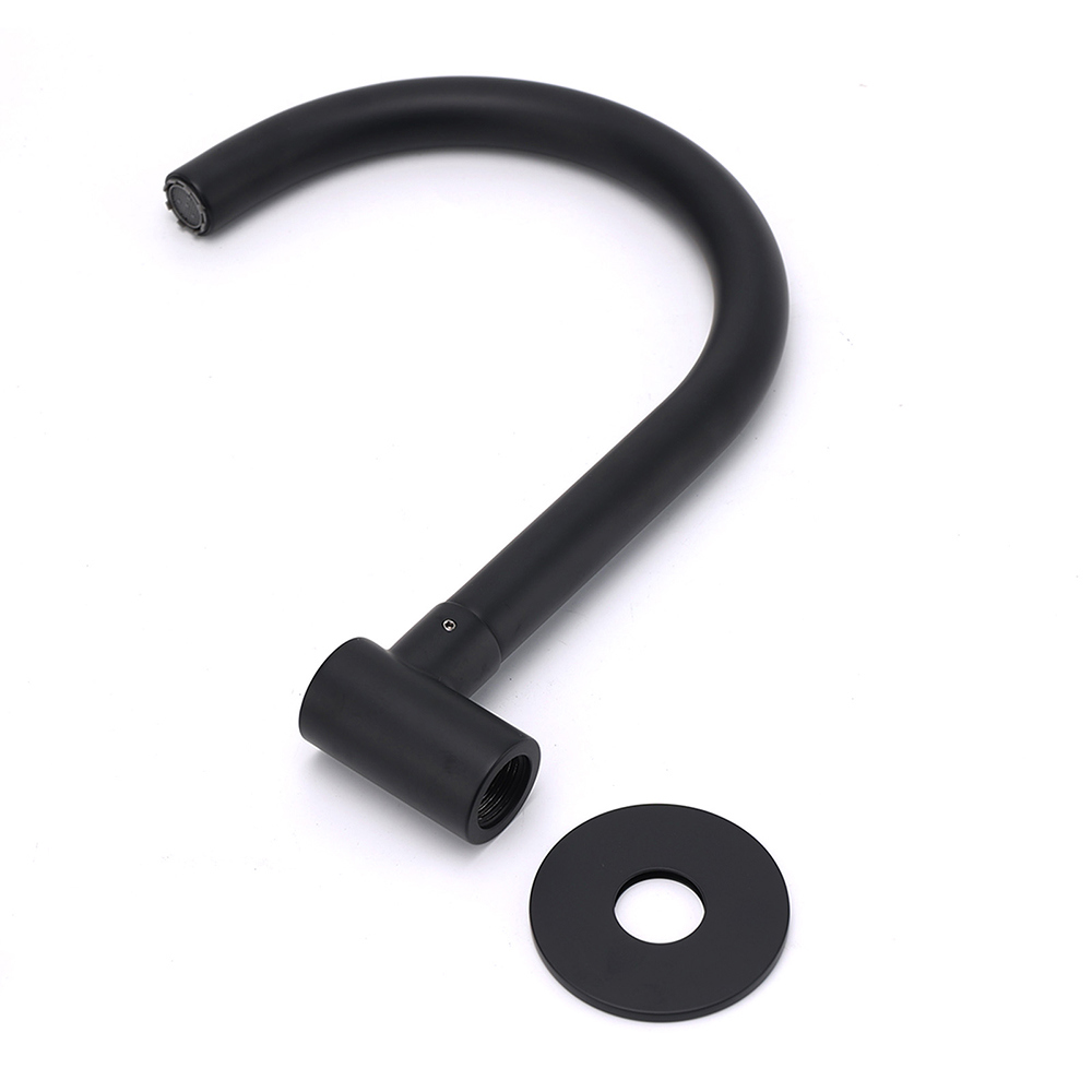 Matt Black Round Gooseneck Arm Faucet Outlet Wall Mounted Bath Tub Filler Spout - Image 4