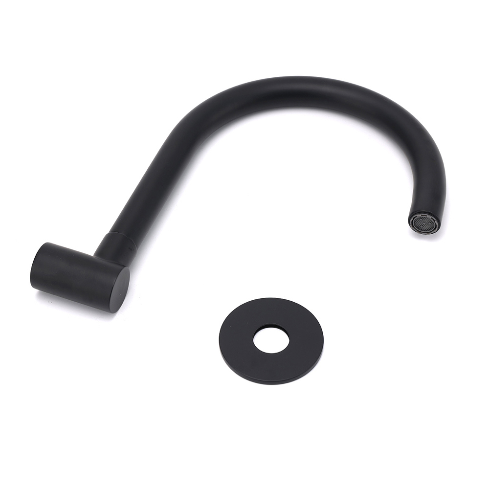 Matt Black Round Gooseneck Arm Faucet Outlet Wall Mounted Bath Tub Filler Spout - Image 5