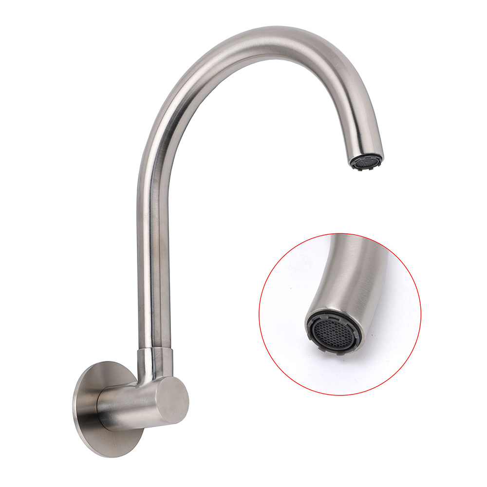 Brushed Nickel Round Gooseneck Arm Faucet Water Outlet Wall Mount Bathtub Spout - Image 3
