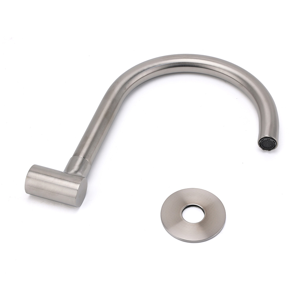 Brushed Nickel Round Gooseneck Arm Faucet Water Outlet Wall Mount Bathtub Spout - Image 5